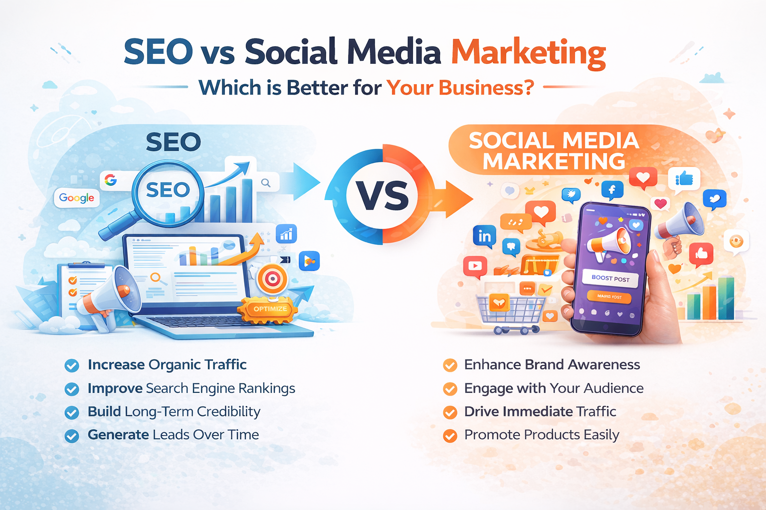 SEO vs social media marketing comparison