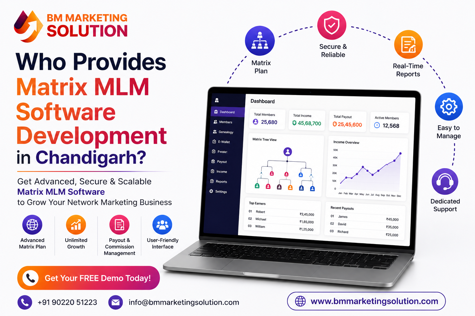 Matrix MLM Software Development in Chandigarh by BM Marketing Solution