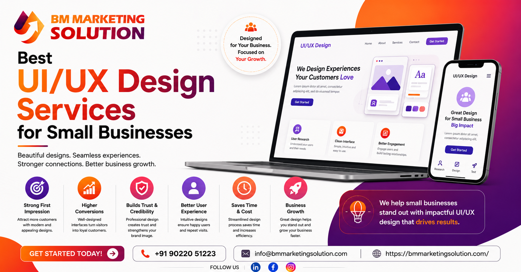 Professional UI/UX design services helping small businesses create user-friendly websites and mobile applications.