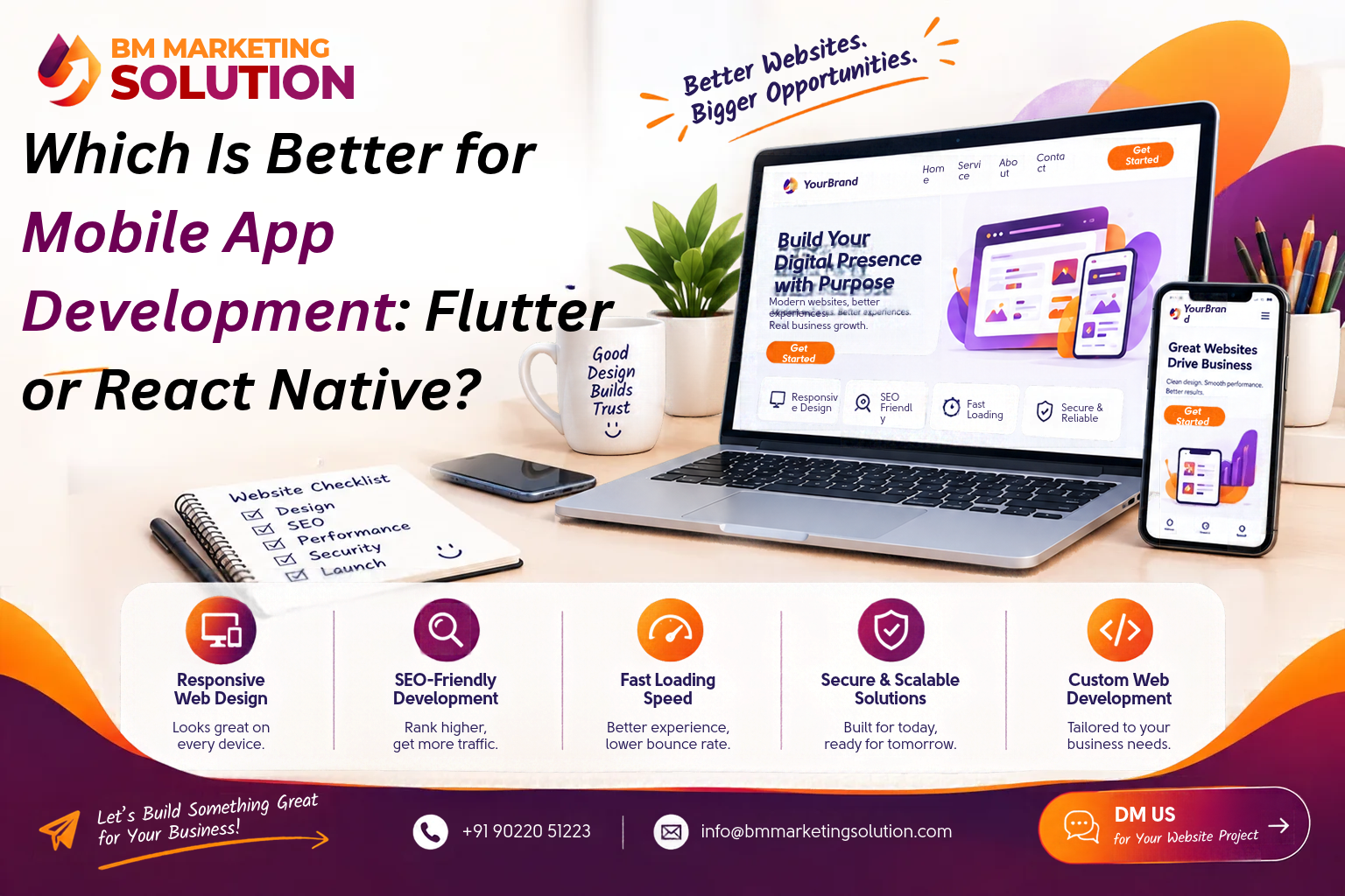 Flutter vs React Native for mobile app development comparison