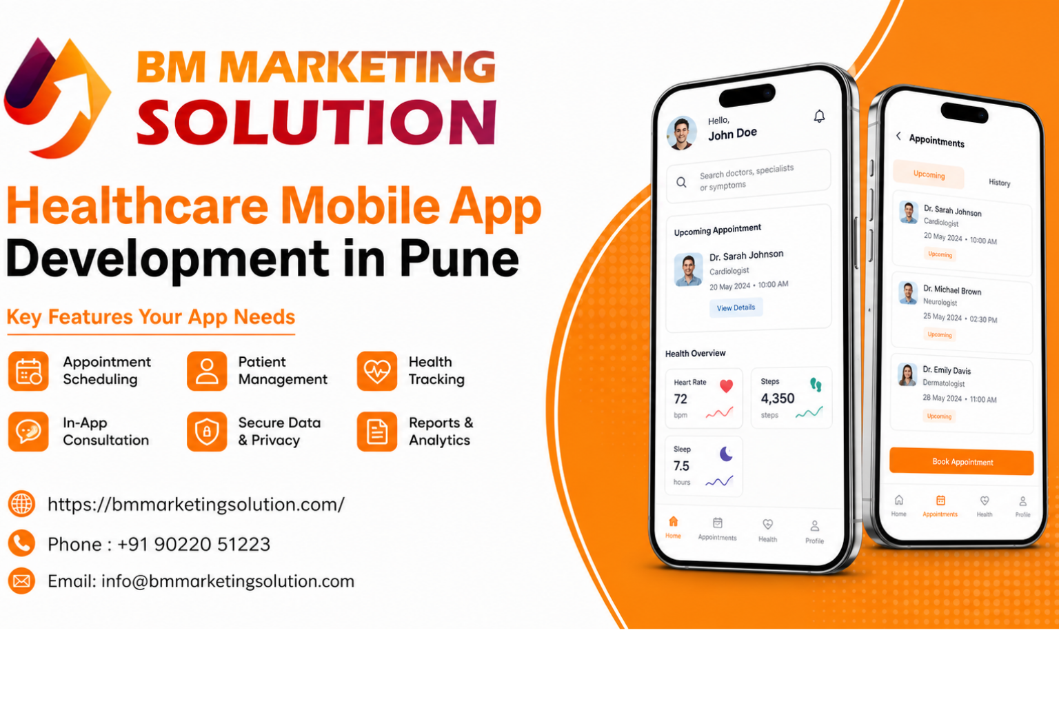 Healthcare mobile app development in Pune with doctor appointment booking and patient health records