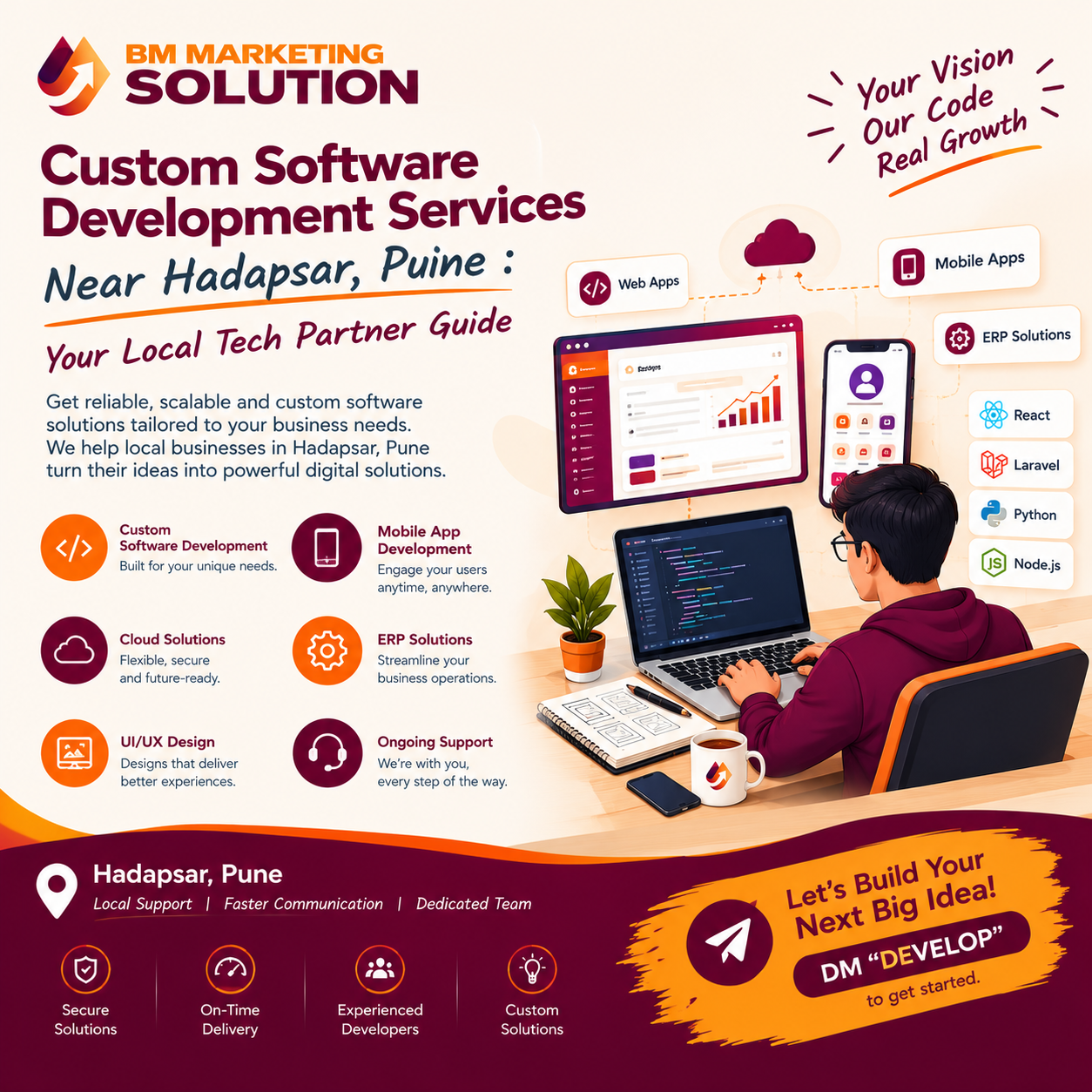 Custom software development near Hadapsar, Pune by a local expert team