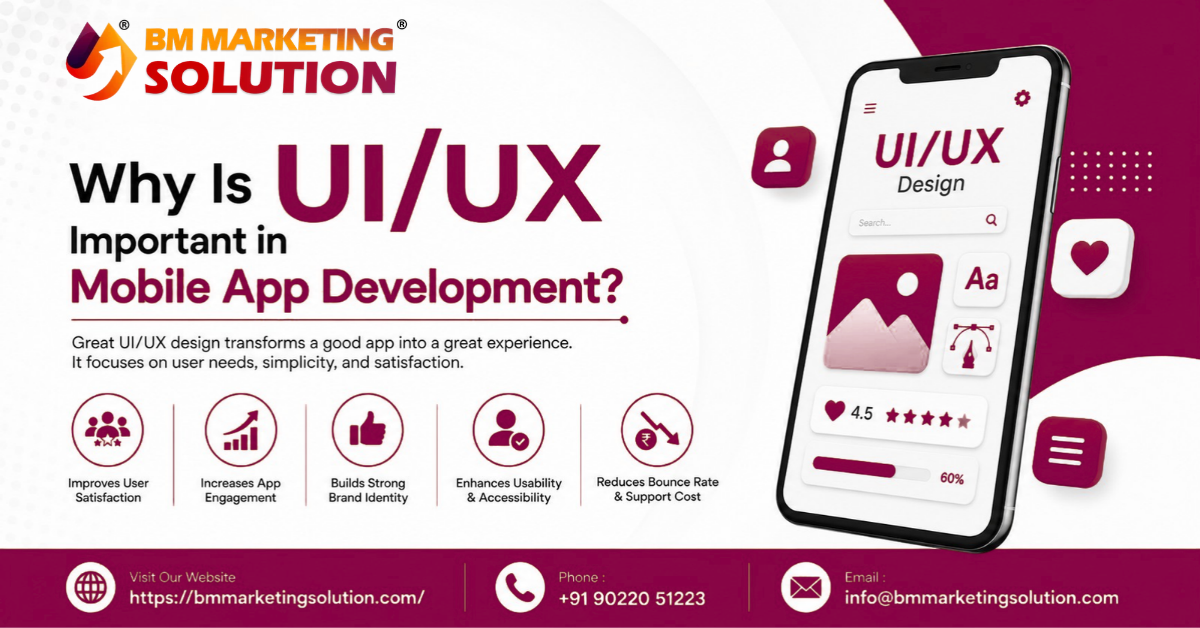 UI UX design in mobile app development showing user-friendly app screens and navigation